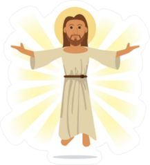 Jesus Christ Cartoon Sun Sticker