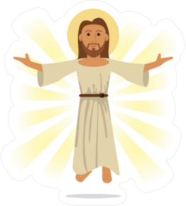 Jesus Christ Cartoon Sun Sticker