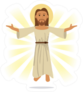 Jesus Christ Cartoon Sun Sticker