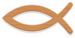 Jesus Fish Wooden Christian Symbol Sticker