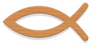 Jesus Fish Wooden Christian Symbol Sticker
