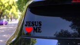 Jesus Hearts Me Sticker on a Rear Car Window (New) example