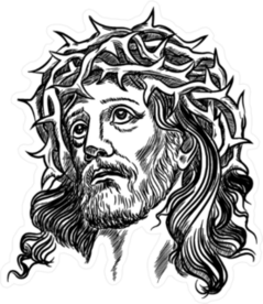 Jesus in Crown of Thorns Sticker