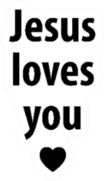 Jesus Loves You Religious Lettering Heart Sticker