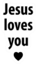 Jesus Loves You Religious Lettering Heart Sticker
