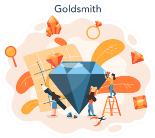 Jeweler And Jewelry Concept Idea Of Creative Profession Sticker