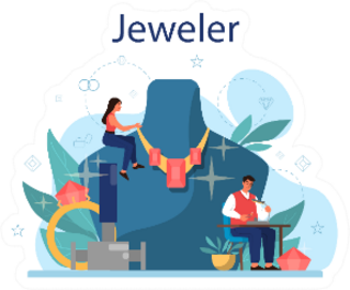 Jeweler Concept Blown Up Illustration Sticker