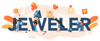 Jeweler Typographic Header Illustration Sticker