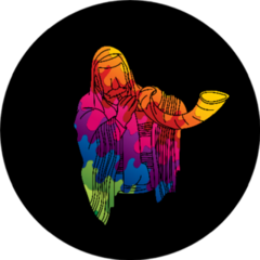 Jewish Blowing The Shofar Horn Colorful Cartoon Sticker