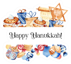 Jewish Holiday Hanukkah Banner With Traditional Elements Sticker