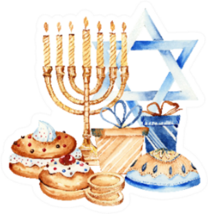 Jewish Holiday Hanukkah Traditional Bakery Illustration Sticker