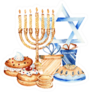 Jewish Holiday Hanukkah Traditional Bakery Illustration Sticker