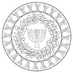 Jewish Menorah Inside Olives Branches Wreath Sticker