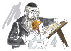 Jewish Orthodox Boy Studying Illustration Sticker