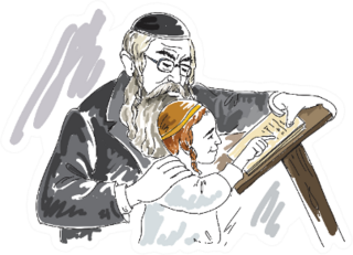 Jewish Orthodox Boy Studying Illustration Sticker