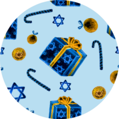 Jewish Watercolor Happy Hanukkah Holiday Symbols Sticker