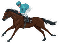 Jockey On A Brown Racehorse Sticker