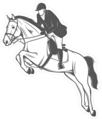 Jockey On A Jumping Horse Illustration Sticker