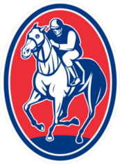 Jockey Riding Horse Inside Oval Sticker