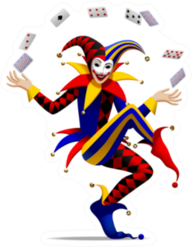 Joker With Playing Cards On White Sticker