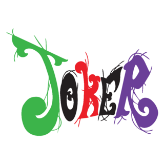 Joker With Vivid Rainbow And Card Pattern Typography Sticker