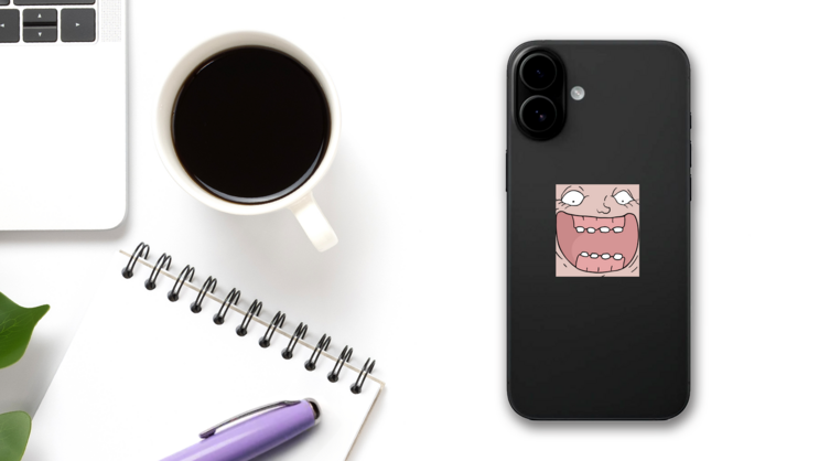 Joking Face Illustration Sticker on a Phone (New) example