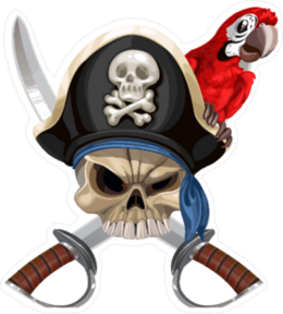 Jolly Roger In Pirate Hat with Parrot Sticker