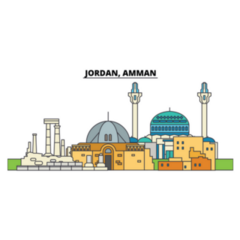 Jordan, Amman City Skyline Colorful Sticker