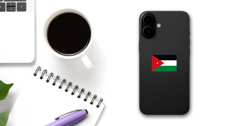 Jordan Flag Sticker on a Phone (New) example