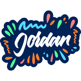 Jordan Hand Drawn Lettering On Blue Sticker