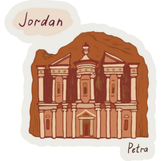 Jordan Petra Travel Landmark Illustration Sticker
