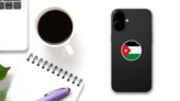 Jordan Round Country Flag Sticker on a Phone (New) example
