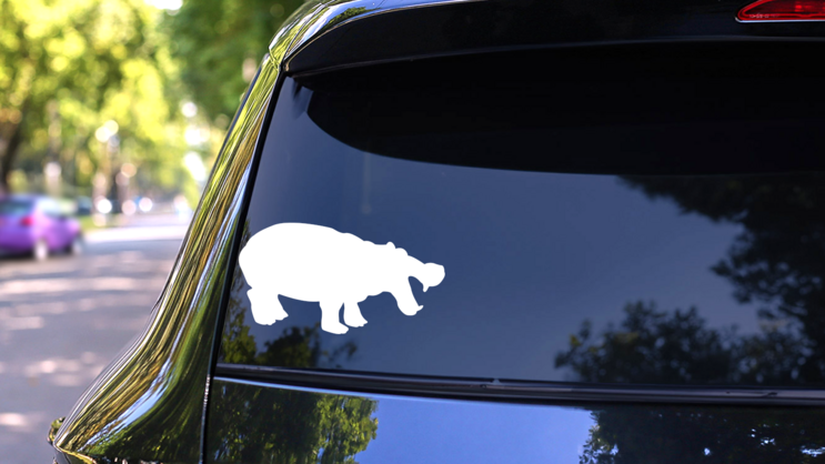 Joyful Hippopotamus Sticker on a Rear Car Window (New) example