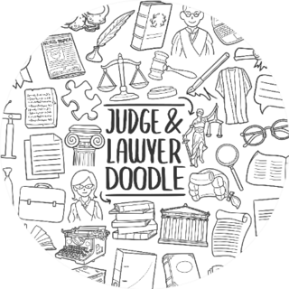 Judge And Lawyer Doodle Icon Set Legal Sticker