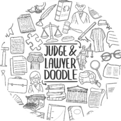 Judge And Lawyer Doodle Icon Set Legal Sticker