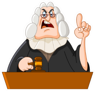 Judge Looks Angry With FInger Up Sticker