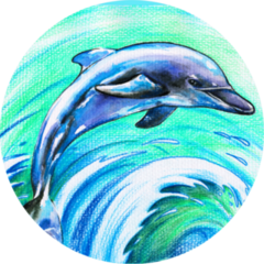 Jumping Blue Dolphin Watercolors And Colored Pencils Sticker