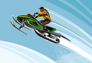 Jumping Green Snowmobile Sticker
