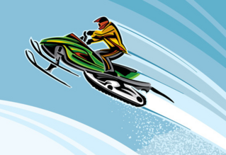 Jumping Green Snowmobile Sticker