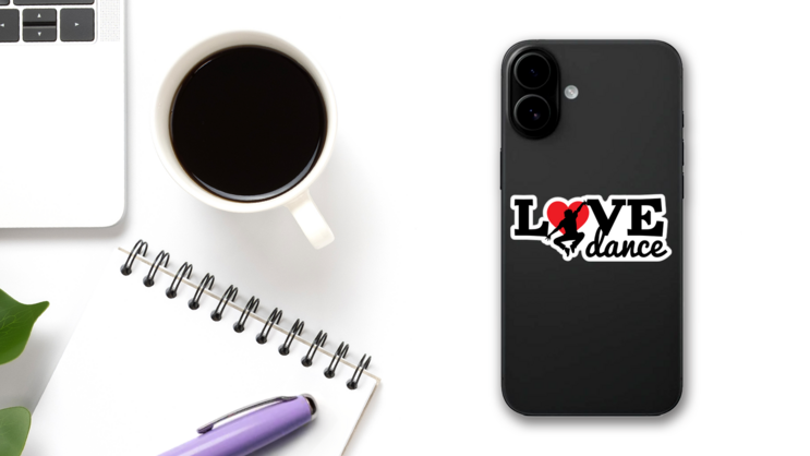 Jumping Love Dance Sticker on a Phone (New) example