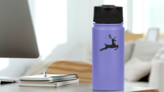 Jumping Reindeer Sticker on a Water Bottle (New) example