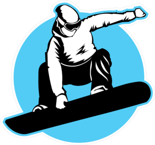 Jumping Snowboarder Blue Circle Sticker