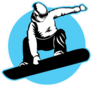 Jumping Snowboarder Blue Circle Sticker