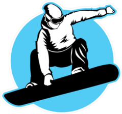 Jumping Snowboarder Blue Circle Sticker