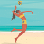 Jumping Volleyball Player On A Beach Sticker
