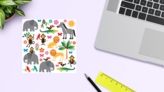 Jungle Animal Sticker Sheet on a Desk (New) example