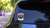 Just A Boy And Bigfoot Sticker on a Rear Car Window (New) example