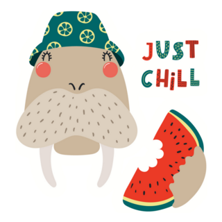 Just Chill Summer Walrus Eating Watermelon Sticker