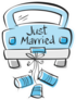 Just Married Blue Car With Cans Sticker