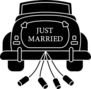 Just Married Cartoon Car With Cans Sticker